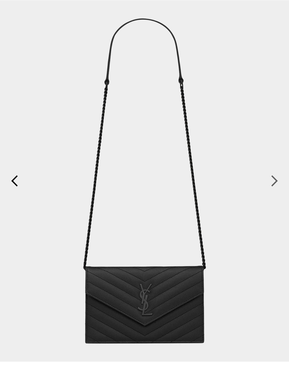 Saint Laurent Black monochrome chevron Leather Chain Crossbody